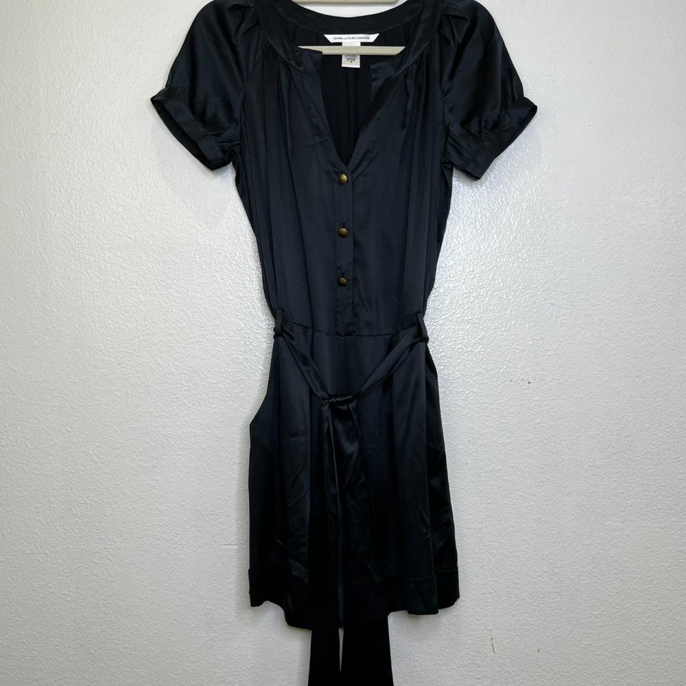 Diane Von Furstenberg Heartie Black Silk Blend Romper Size 8‎ - Picture 2 of 9